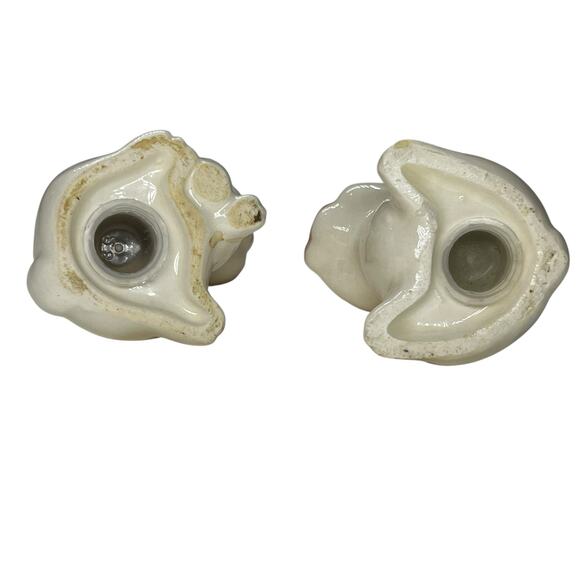 Vintage Salt and Pepper Shakers Rabbits Bunnies Easter Spring Flower Ceramic - Picture 4 of 5